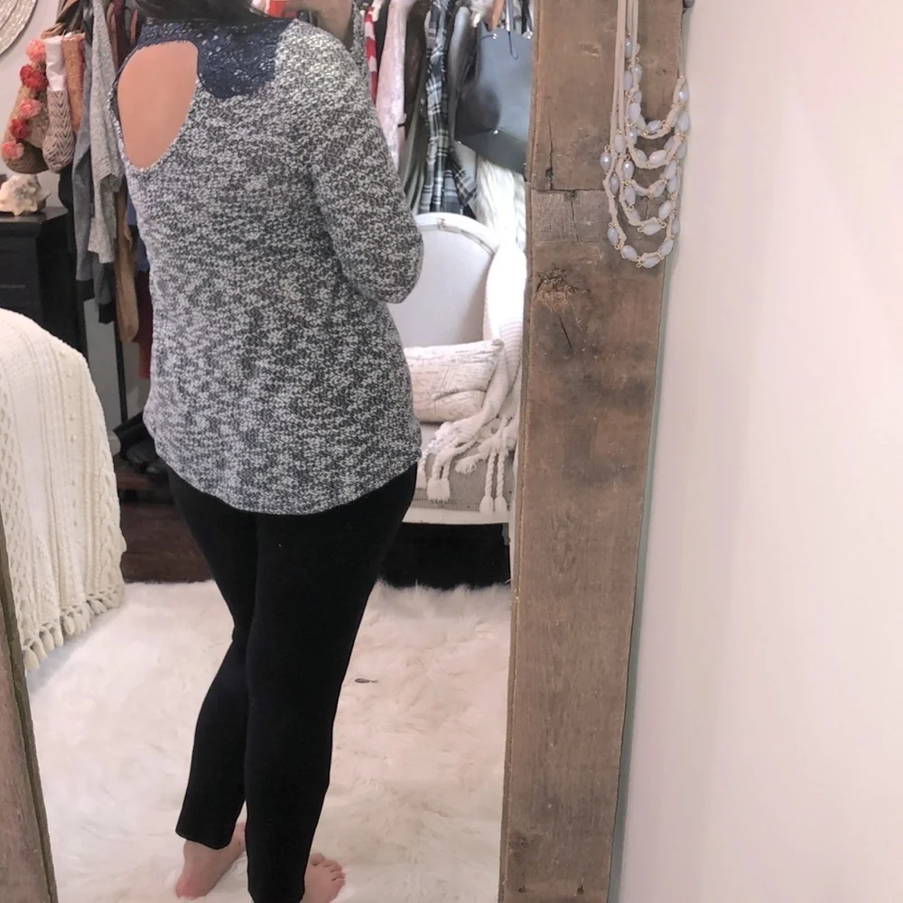 Leshop large blue marled knit boho sweater